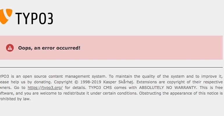 Oops, an error occurred! TYPO3 Website CMS