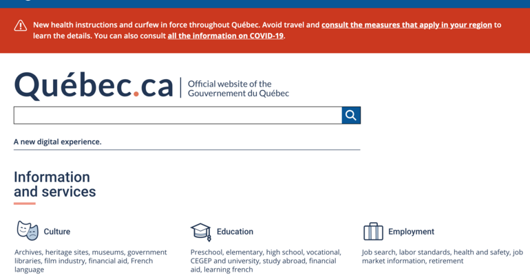 Ook TYPO3 de Overheidswebsite van Quebec Canada